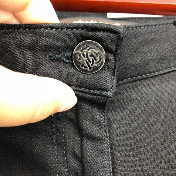 Roberto Cavalli Black Distressed Fringe Skinny Jeans w/ Frayed Trim detail - Picture 11 of 16